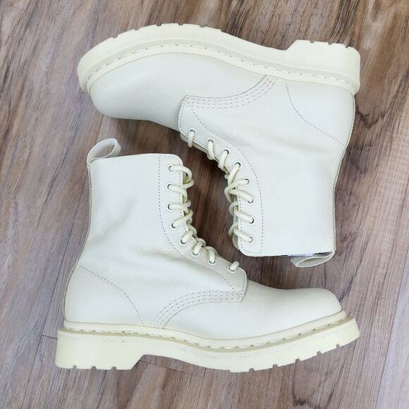 🩵NIB Dr. Martens 1460 Toile Mono Cream Pascal Virginia Leather Boots Size 8 - Picture 6 of 15
